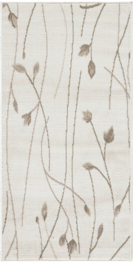 2' X 4' Beige And Ivory Floral Area Rug