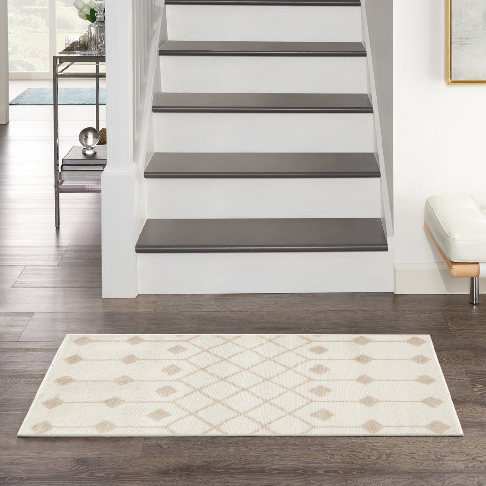 2' X 4' Beige and Ivory Moroccan Power Loom Area Rug