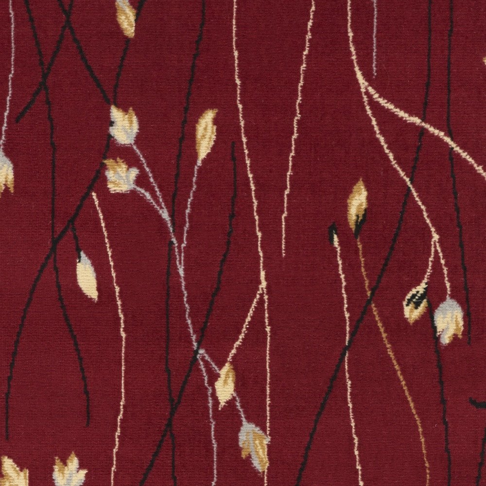 3' X 5' Red Black and Ivory Floral Vines Power Loom Area Rug