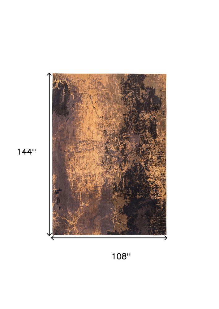 9' X 13' Yellow and Brown Abstract Non Skid Area Rug