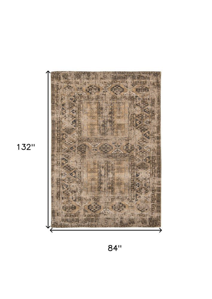 8' X 11' Brown Oriental Non Skid Area Rug