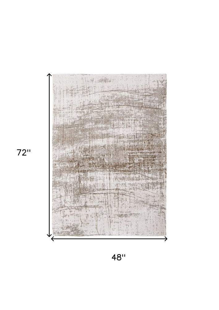 5' X 7' Gray and Beige Abstract Non Skid Area Rug