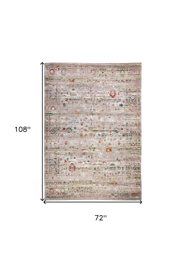 7' X 9' White Oriental Non Skid Area Rug