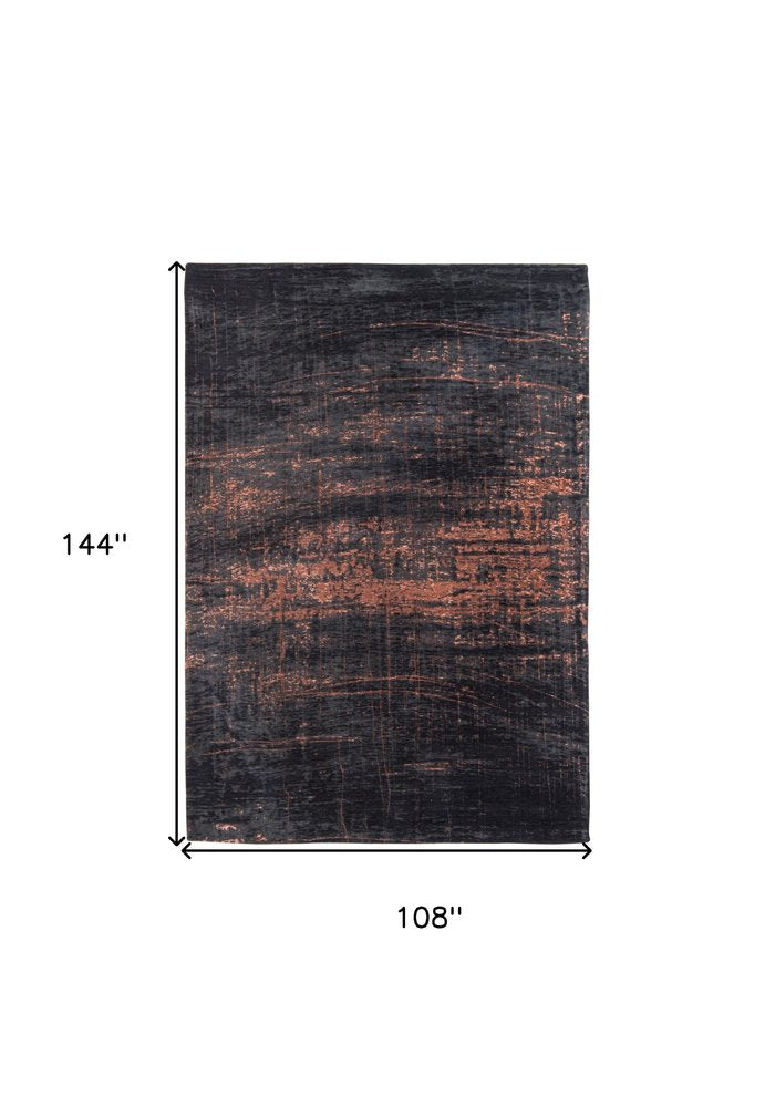 9' X 13' Black and Gold Abstract Non Skid Area Rug