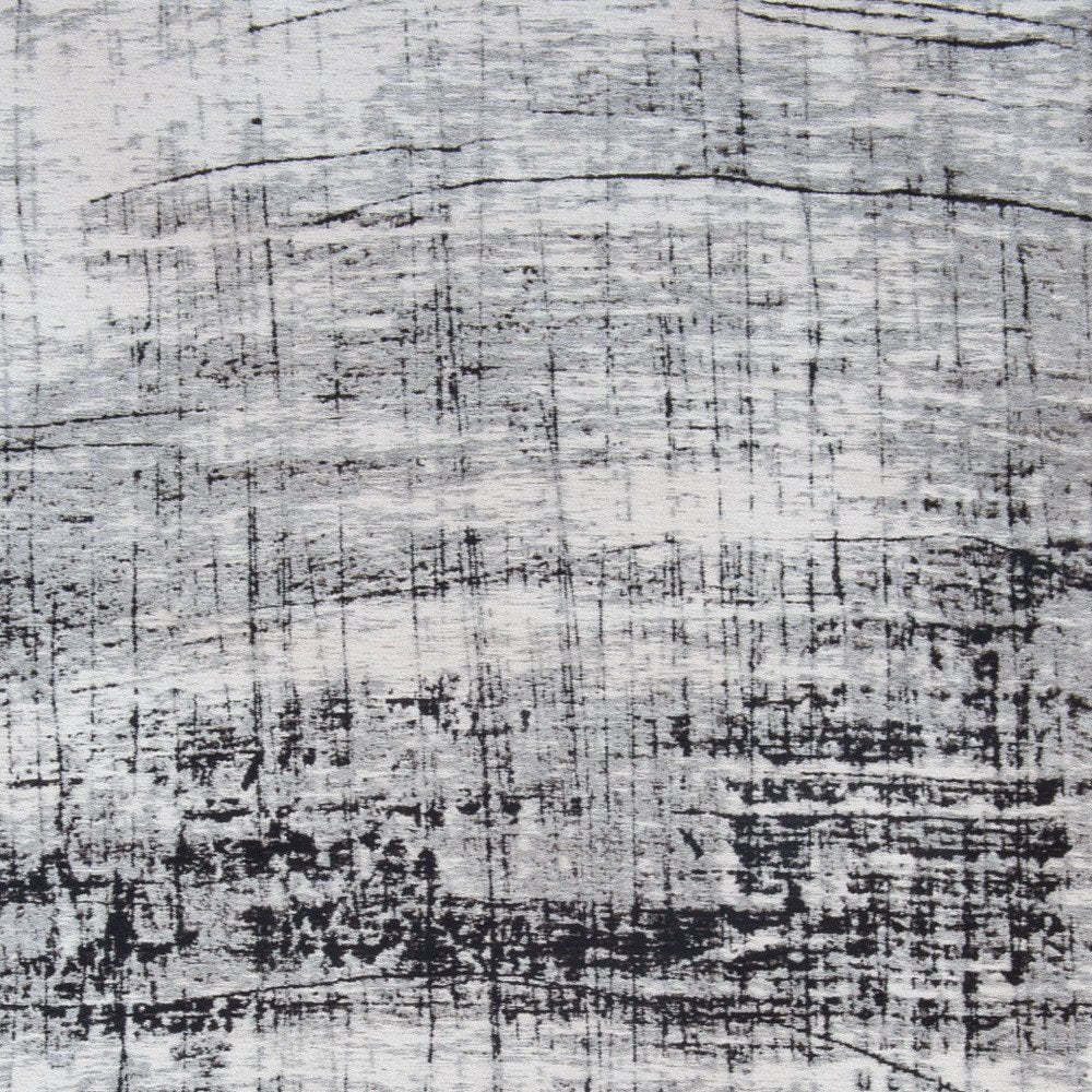 8' Black and White Round Abstract Non Skid Area Rug