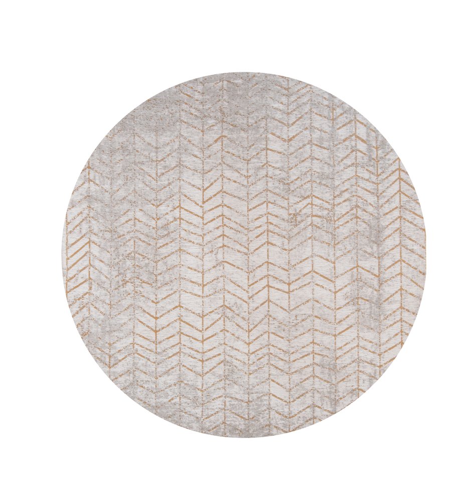 5' Gray and Yellow Round Chevron Non Skid Area Rug
