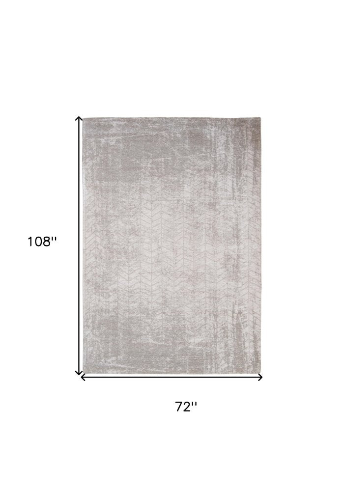 7' X 9' Gray and White Chevron Non Skid Area Rug