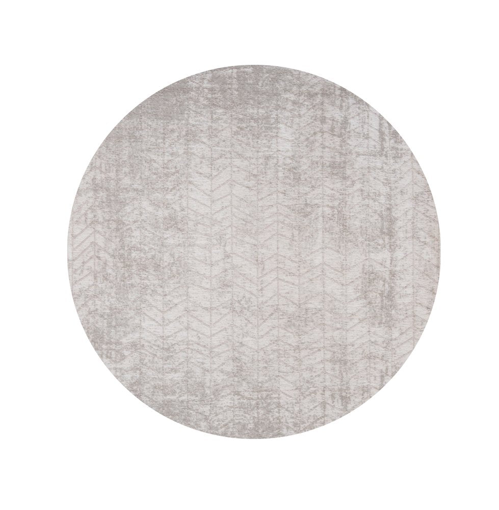 5' Gray and White Round Chevron Non Skid Area Rug