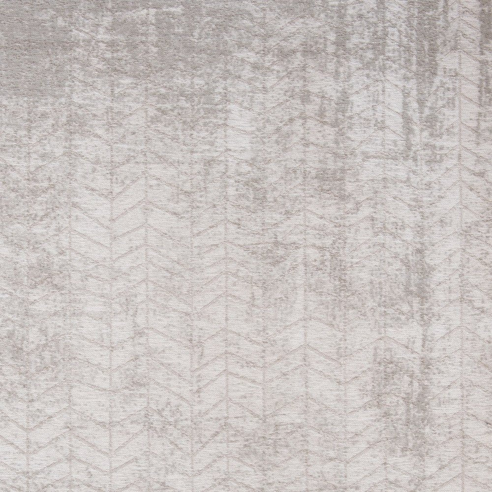 8' Gray and White Round Chevron Non Skid Area Rug