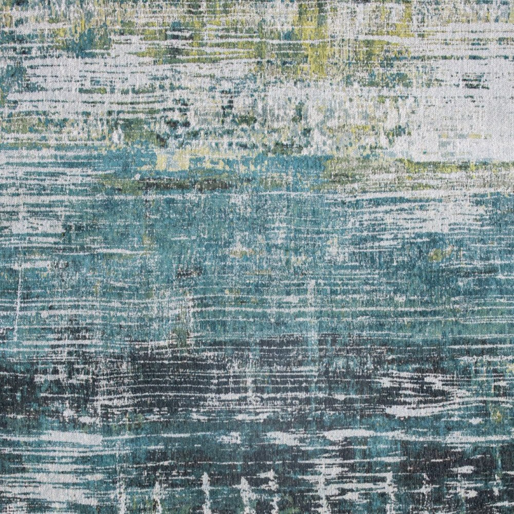 5' X 7' Blue and Green Abstract Non Skid Area Rug