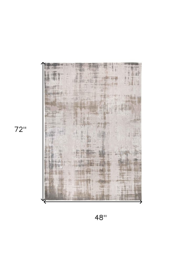 5' X 7' Gray and Beige Abstract Non Skid Area Rug