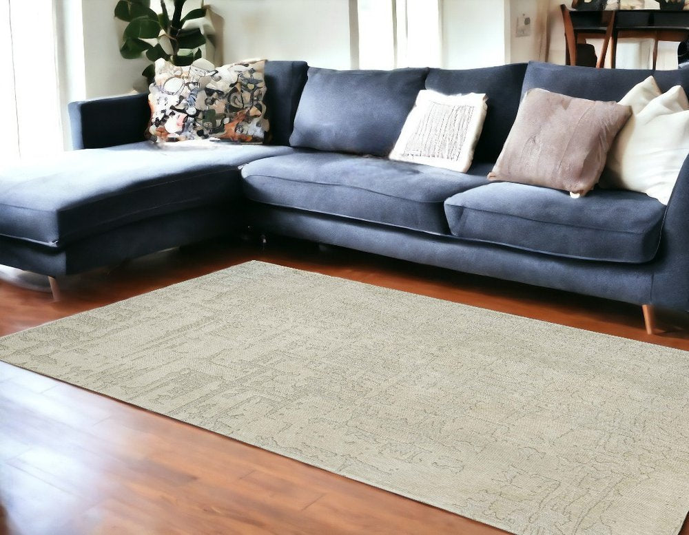 9' X 13' Gray and Beige Abstract Non Skid Area Rug