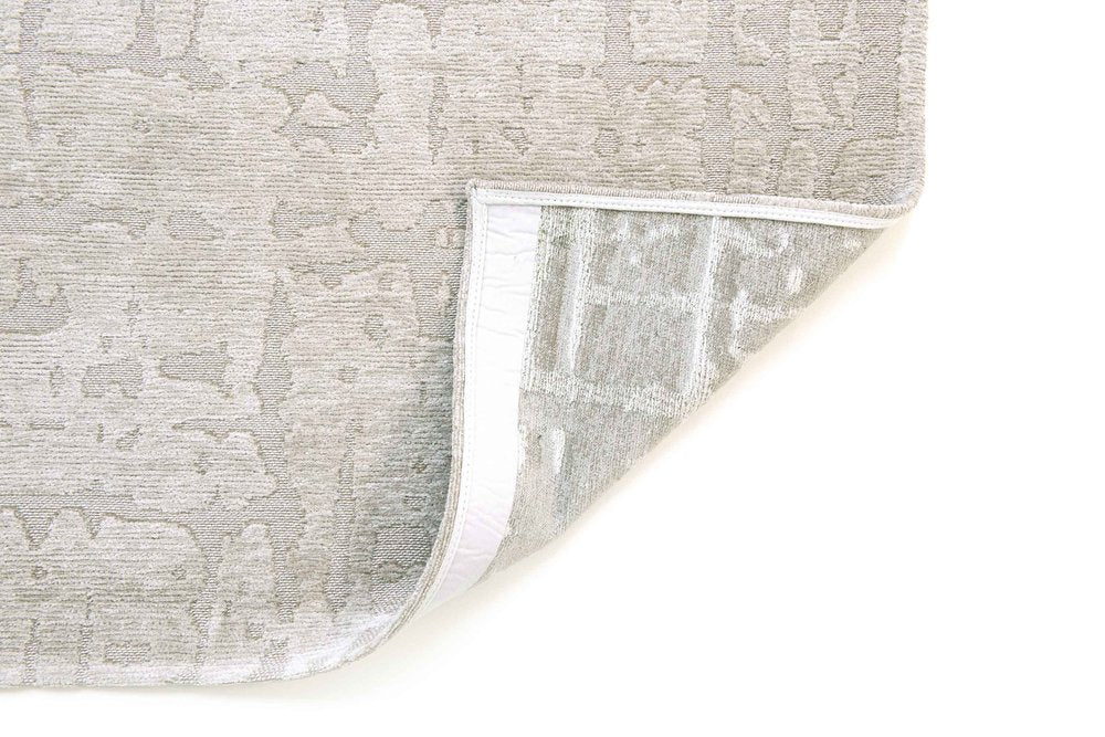 8' Gray and Beige Round Abstract Non Skid Area Rug