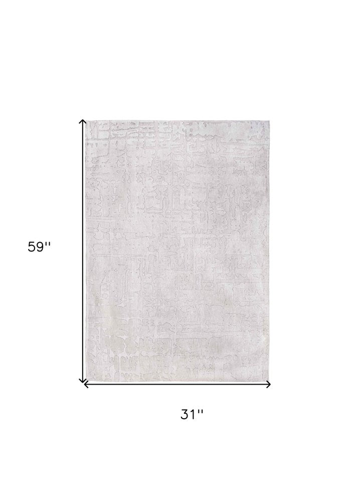 3' X 5' White Abstract Non Skid Area Rug