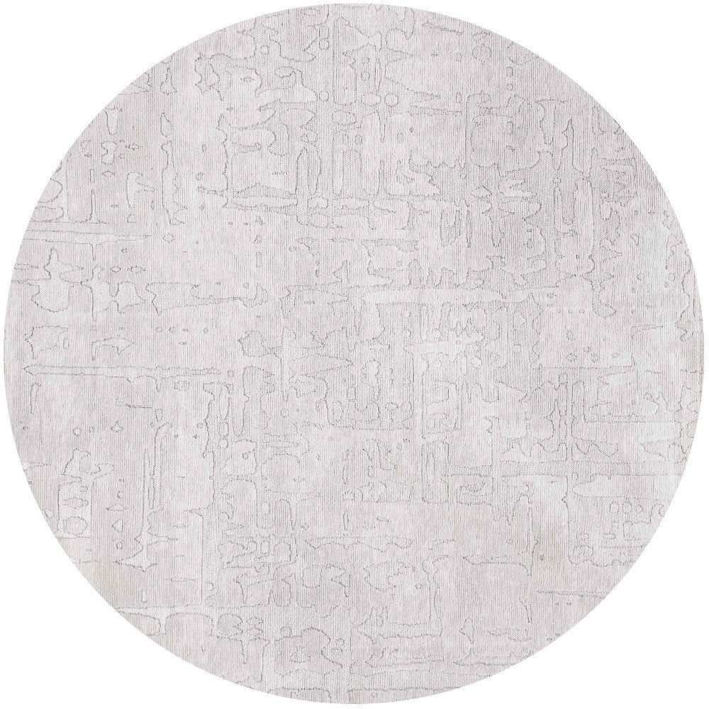 5' White Round Abstract Non Skid Area Rug