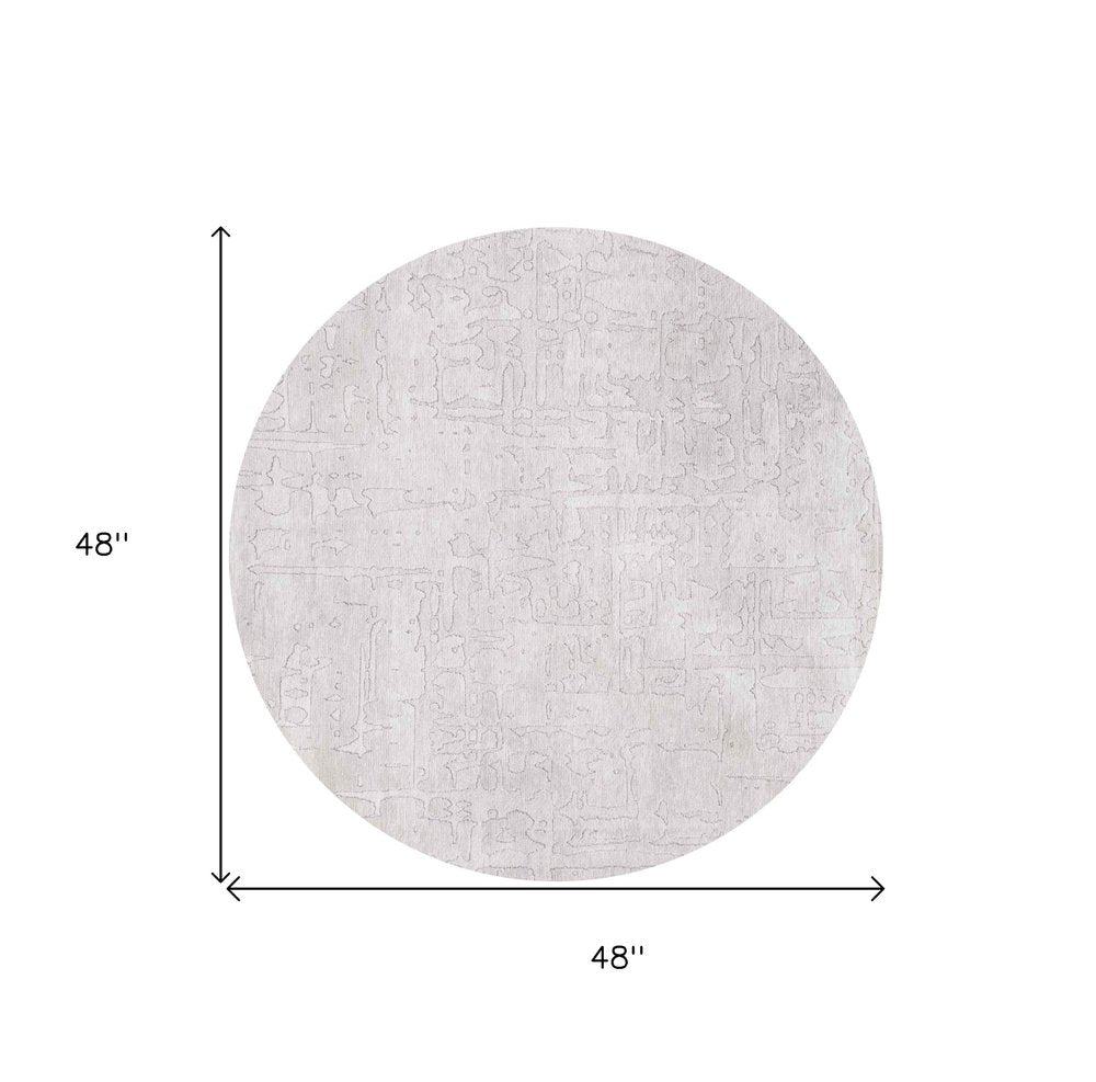 5' White Round Abstract Non Skid Area Rug