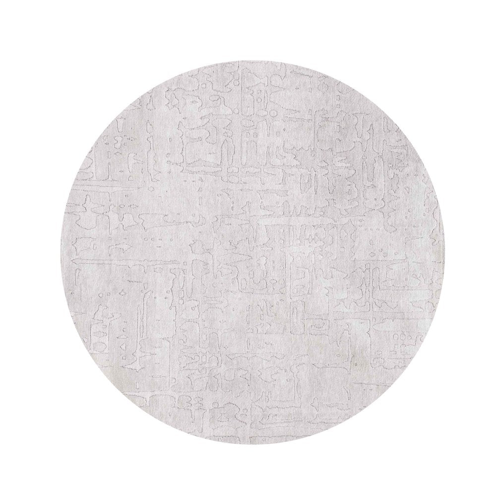 5' White Round Abstract Non Skid Area Rug