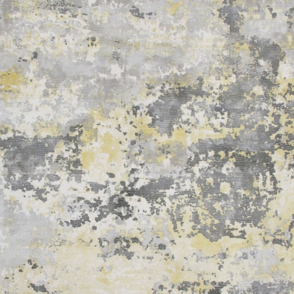 2' X 3' Gray and Yellow Abstract Hand Loomed Area Rug