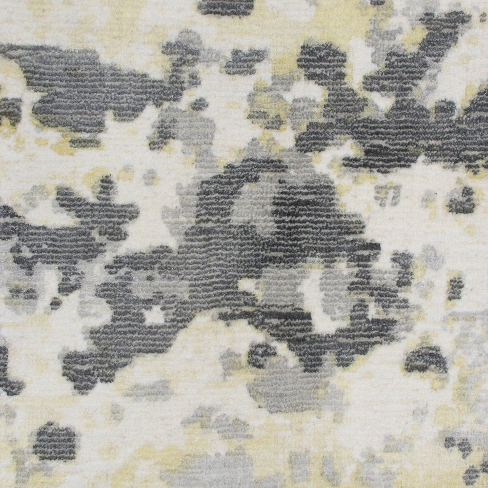 2' X 3' Gray and Yellow Abstract Hand Loomed Area Rug
