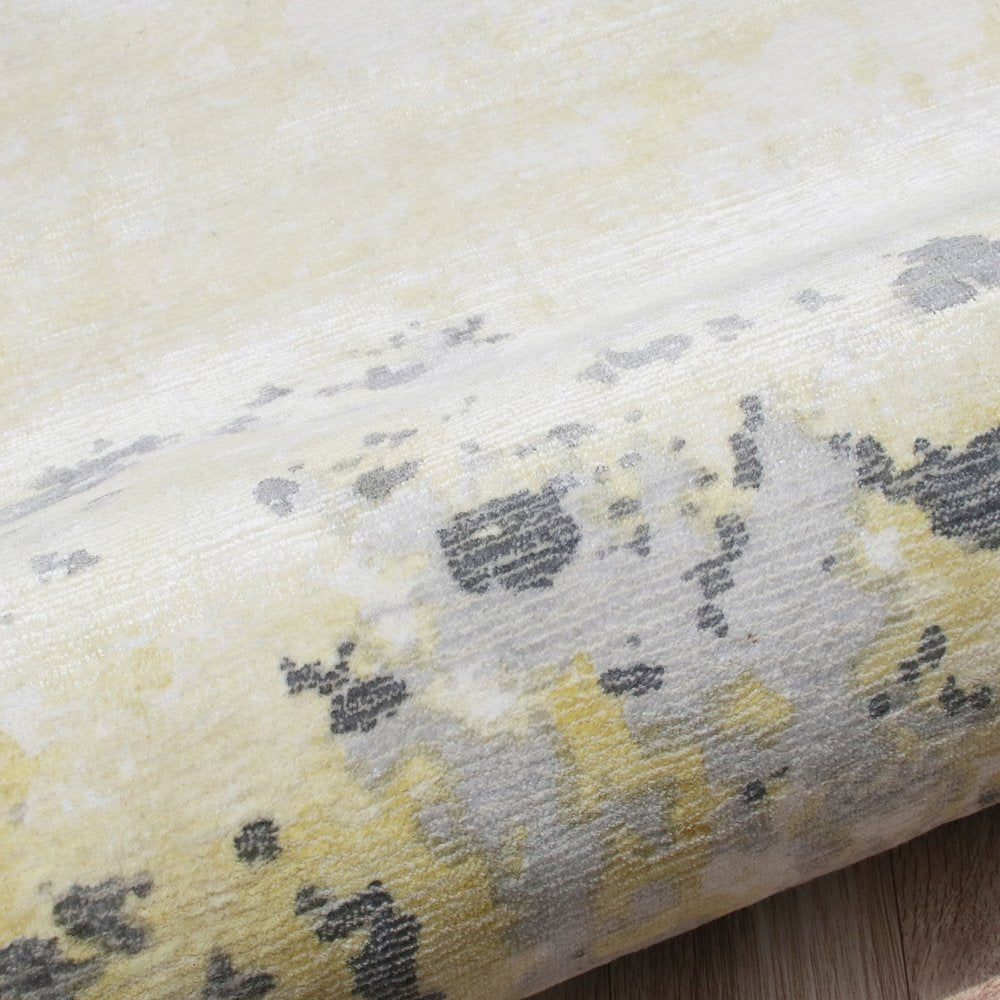 2' X 3' Gray and Yellow Abstract Hand Loomed Area Rug