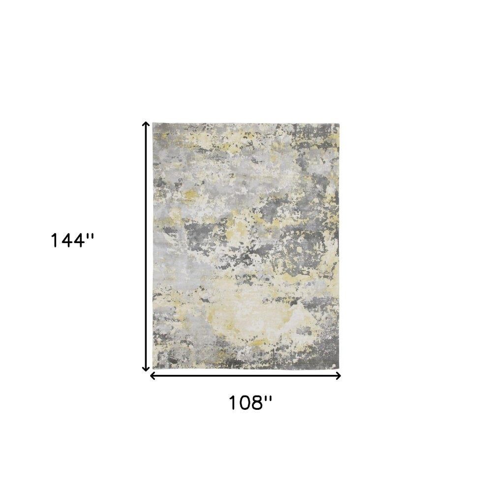 2' X 3' Gray and Yellow Abstract Hand Loomed Area Rug