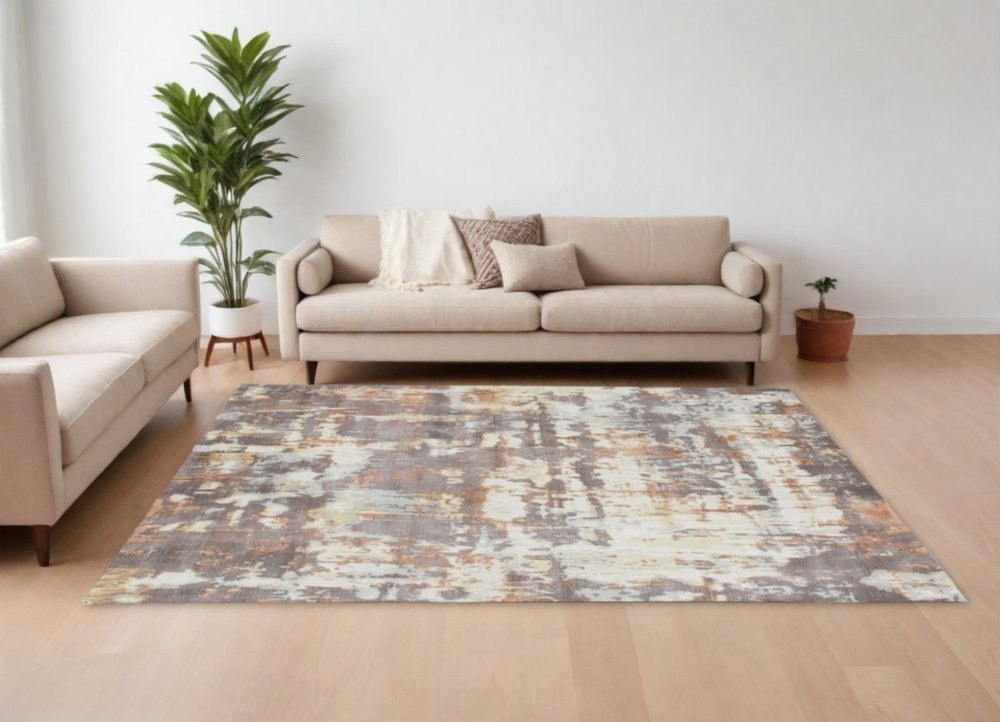 2' X 3' Brown Abstract Hand Loomed Area Rug