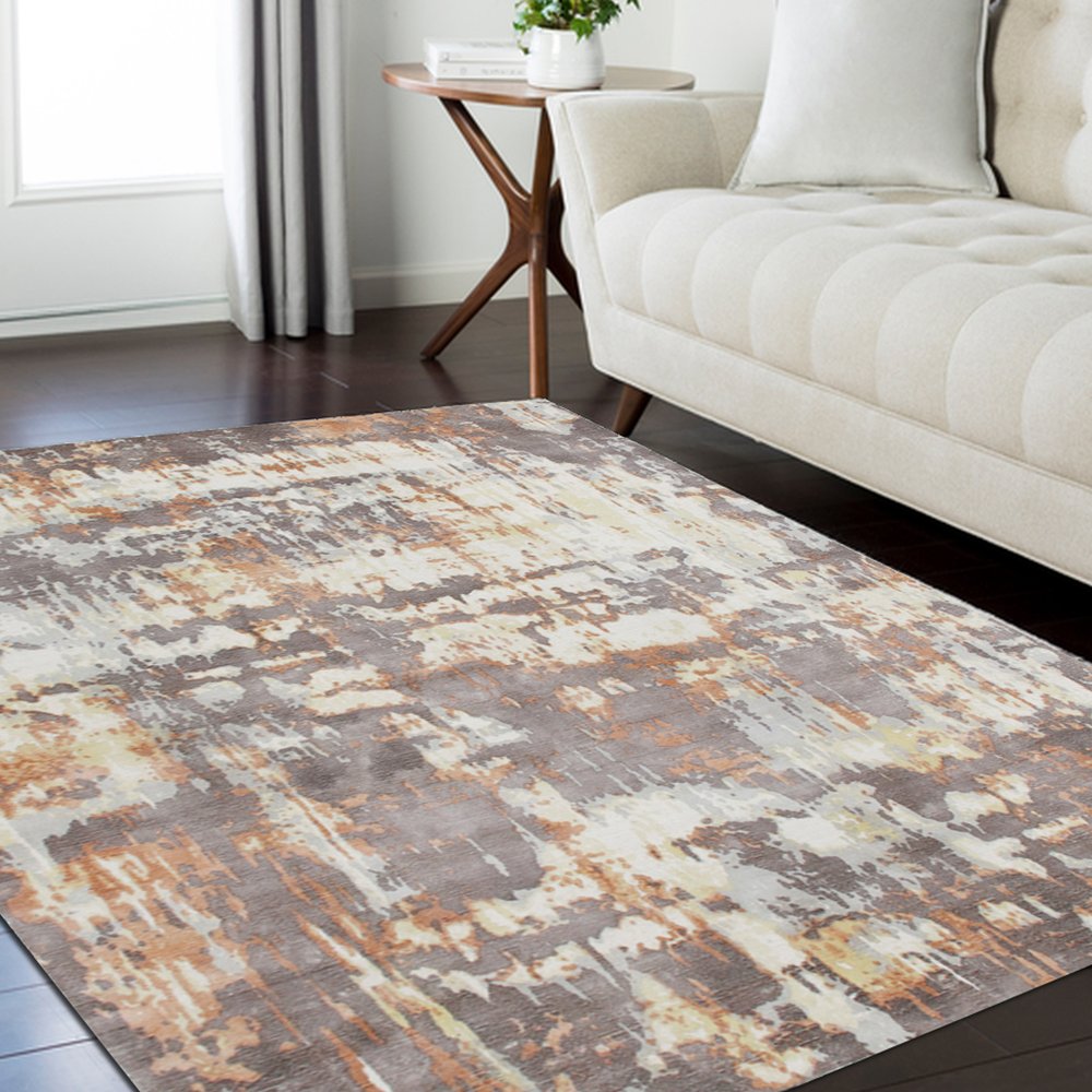 2' X 3' Brown Abstract Hand Loomed Area Rug