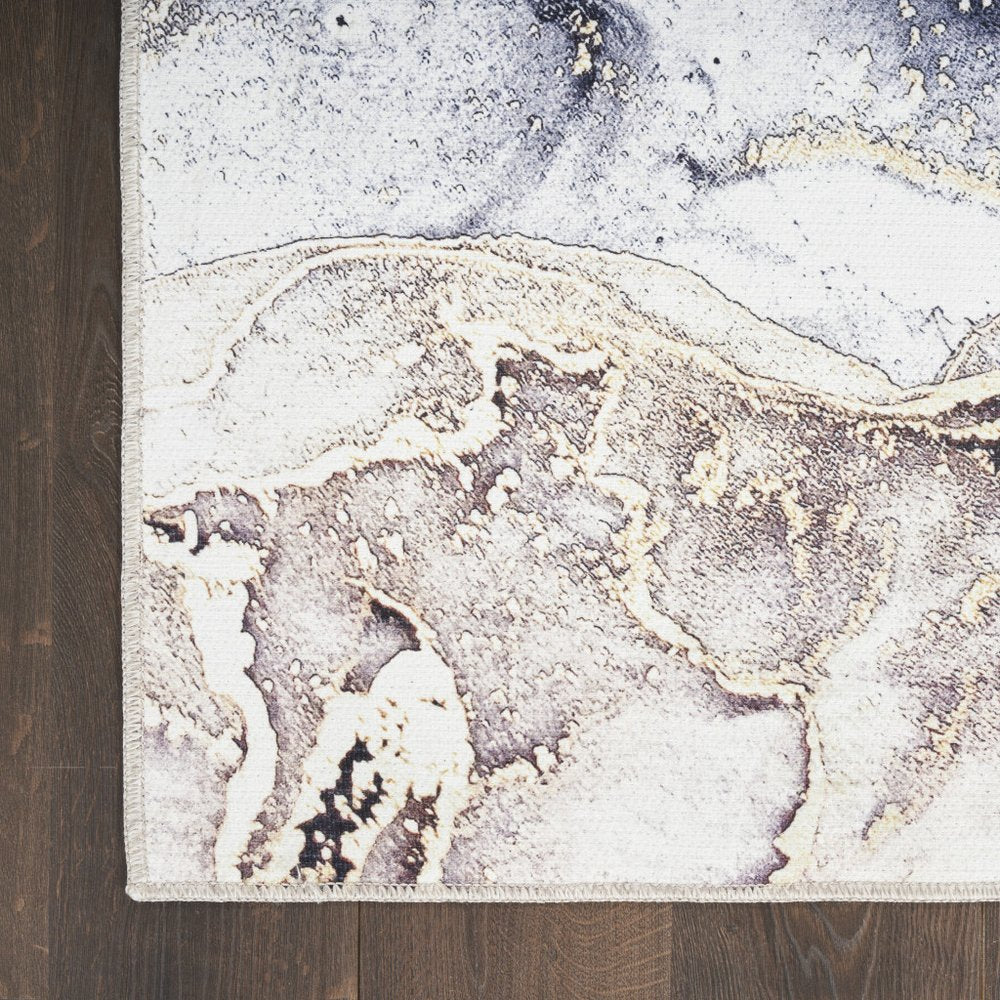 5' X 7' Black and Gold Abstract Power Loom Area Rug