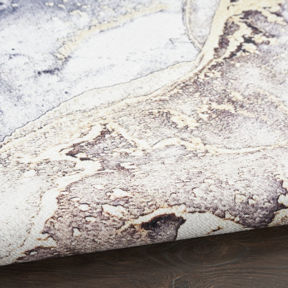 5' X 7' Black and Gold Abstract Power Loom Area Rug