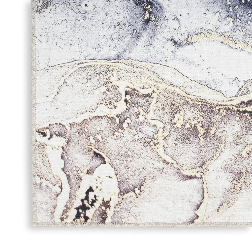 5' X 7' Black and Gold Abstract Power Loom Area Rug