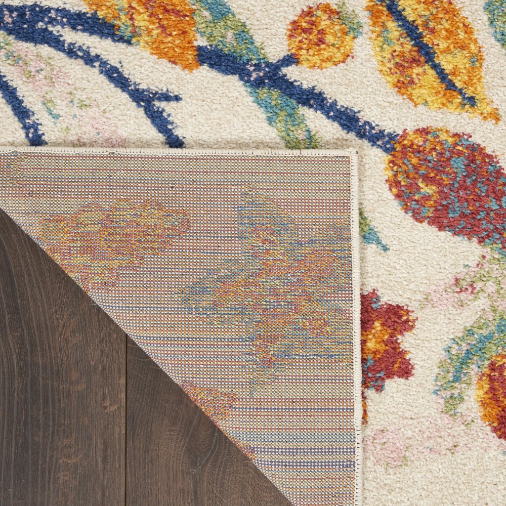 5' X 7' Cream Floral Power Loom Area Rug