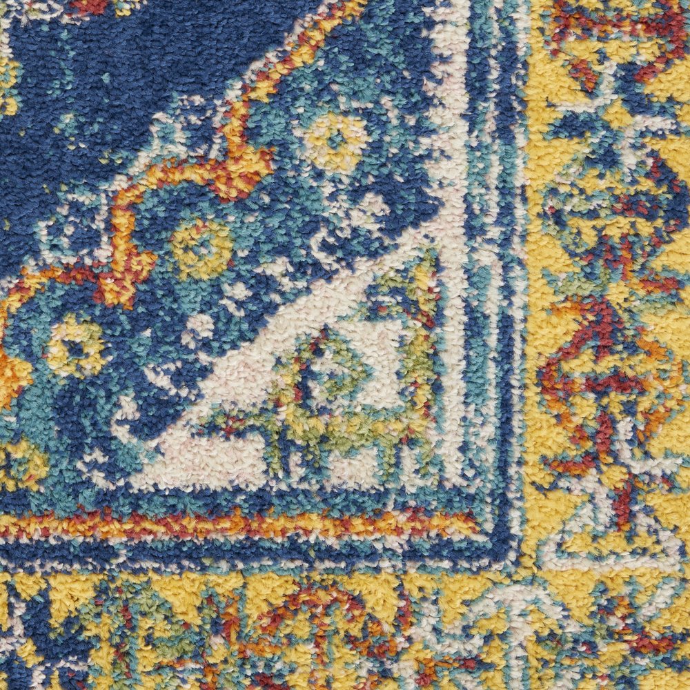 5' X 7' Blue and Yellow Geometric Power Loom Area Rug