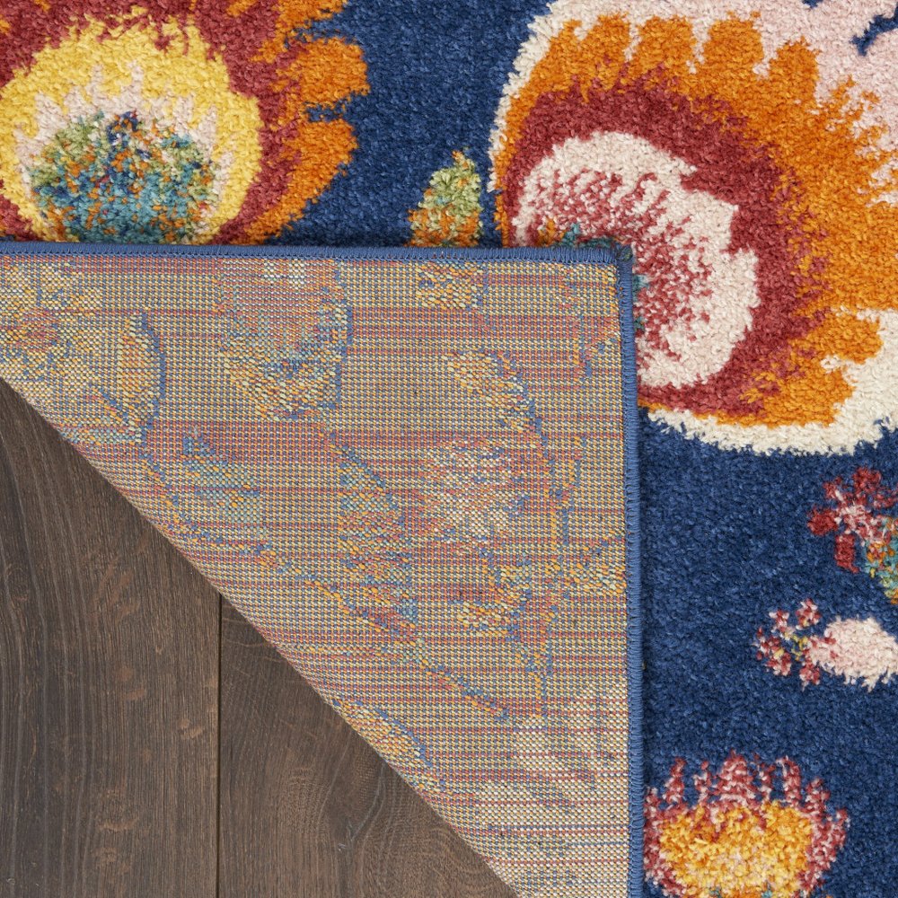 5' X 7' Blue and Yellow Floral Power Loom Area Rug