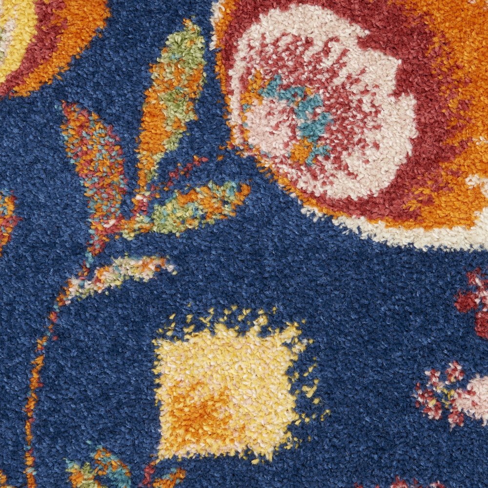 5' X 7' Blue and Yellow Floral Power Loom Area Rug
