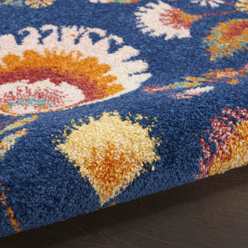 5' X 7' Blue and Yellow Floral Power Loom Area Rug