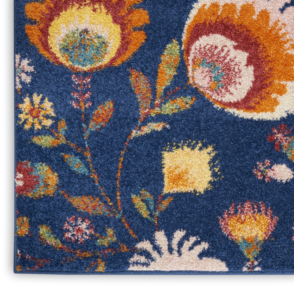 5' X 7' Blue and Yellow Floral Power Loom Area Rug