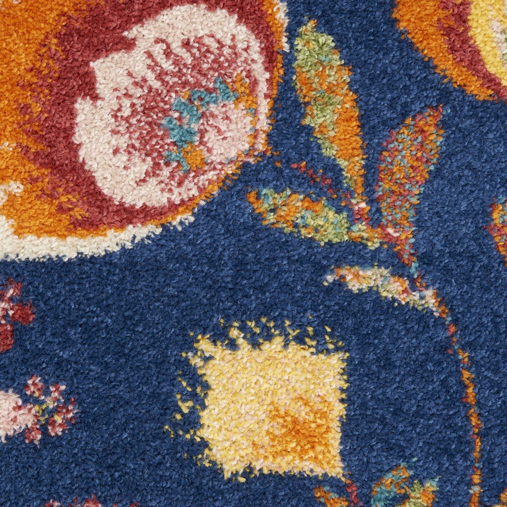 5' X 7' Blue and Yellow Floral Power Loom Area Rug