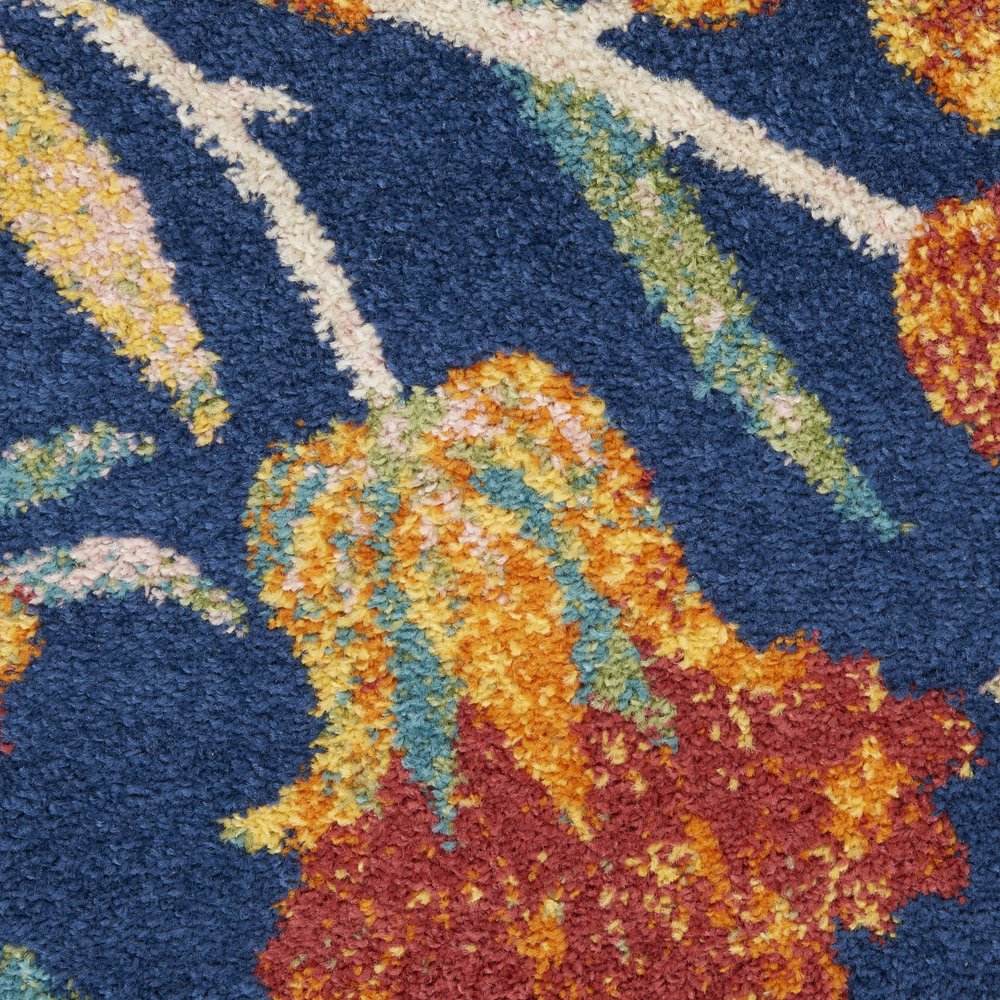 5' X 7' Blue and Yellow Floral Power Loom Area Rug