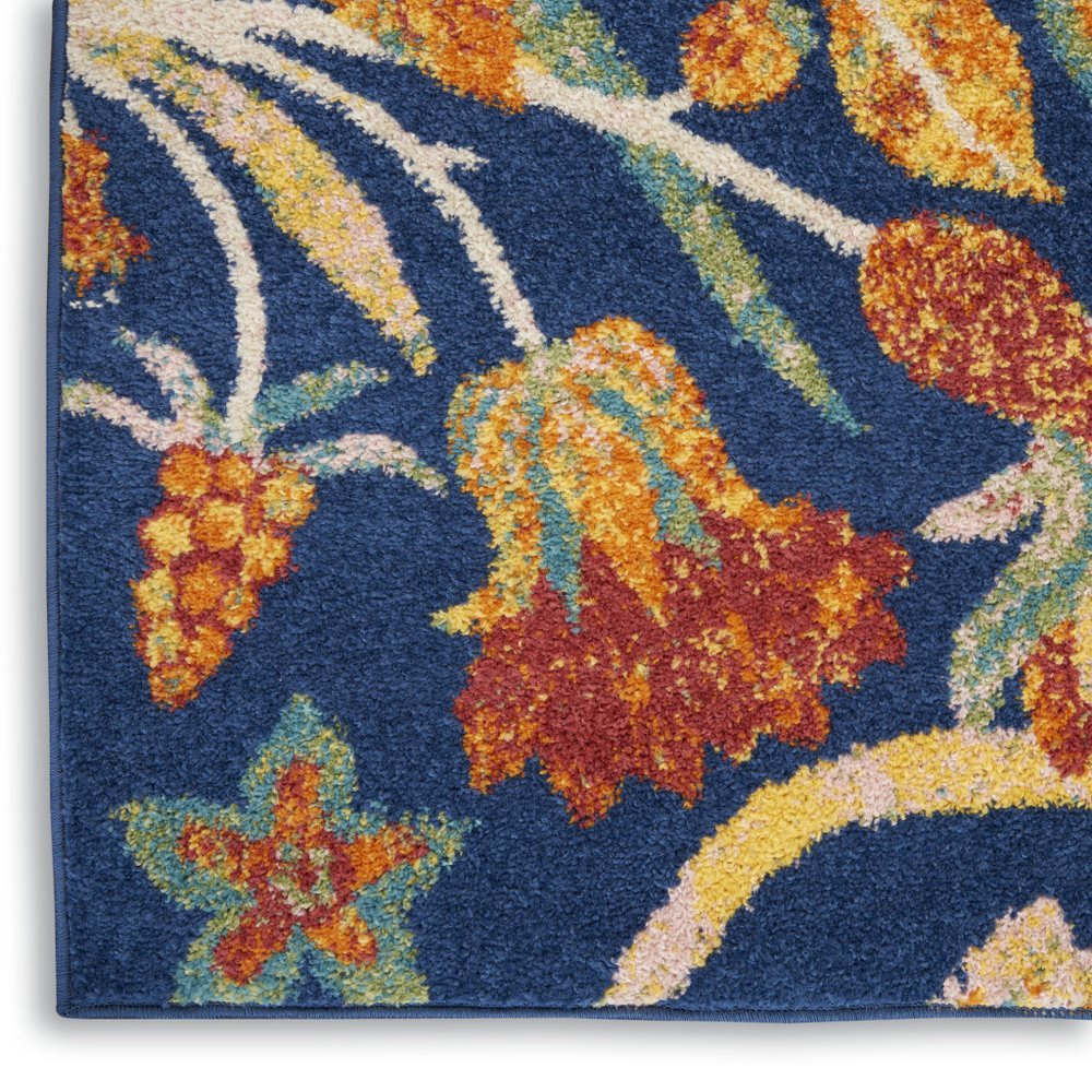 5' X 7' Blue and Yellow Floral Power Loom Area Rug