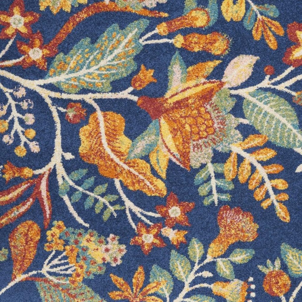 5' X 7' Blue and Yellow Floral Power Loom Area Rug