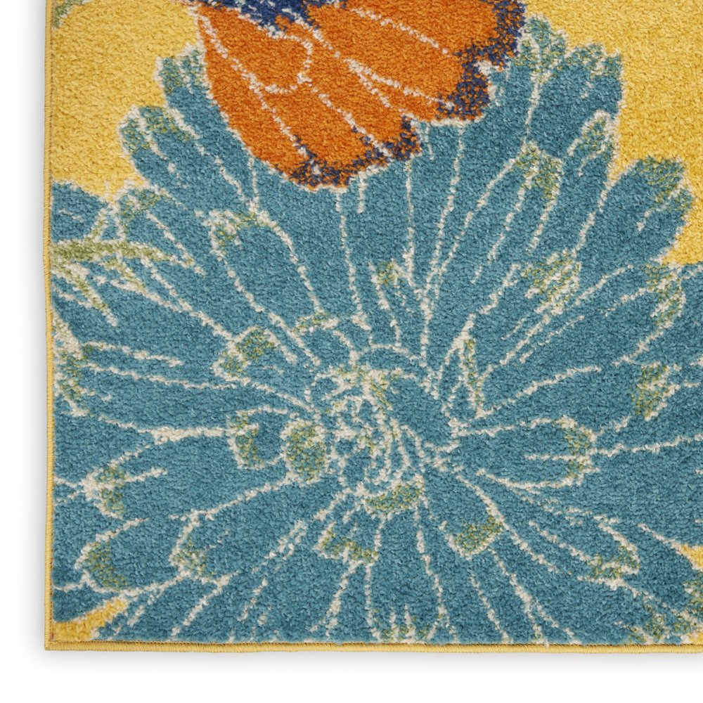 5' X 7' Yellow Floral Power Loom Area Rug