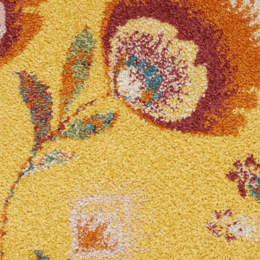 5' X 7' Yellow Floral Power Loom Area Rug