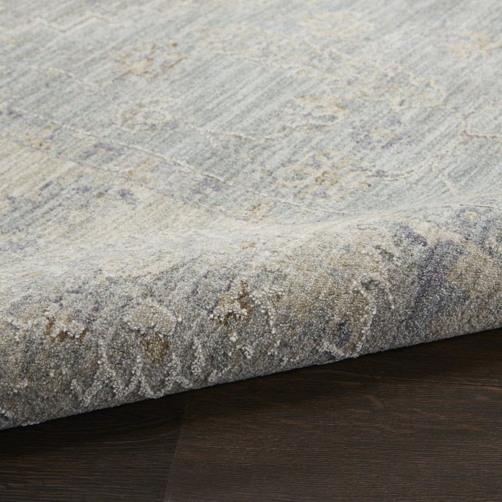 4' X 6' Beige and Blue Floral Power Loom Area Rug