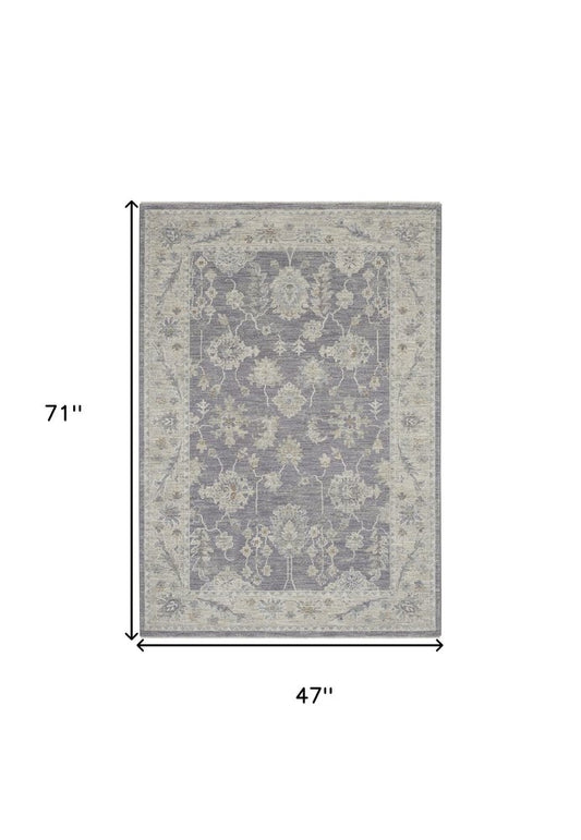 4' X 6' Pink and Ivory Floral Power Loom Area Rug