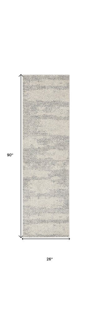 8' Beige And Gray Abstract Runner Rug