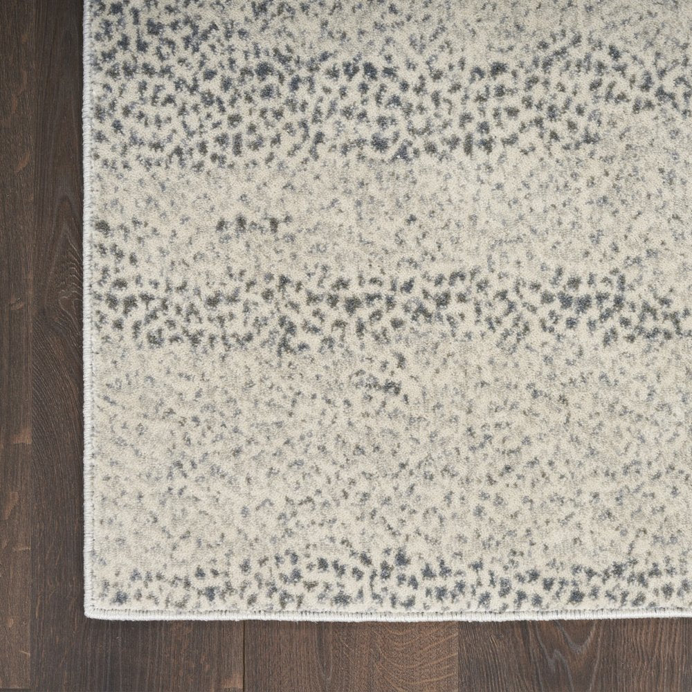 8' Beige And Gray Abstract Runner Rug
