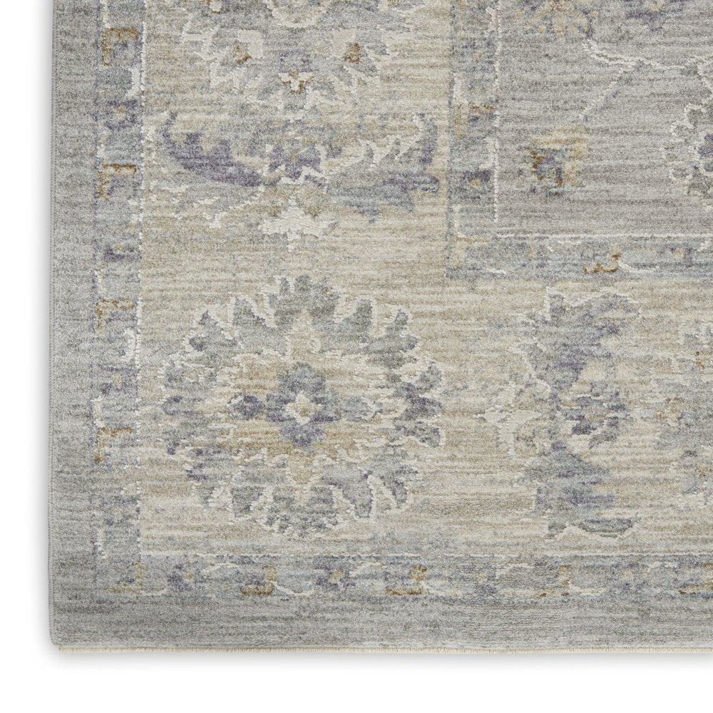 4' X 6' Gray and Dark Gray Floral Medallion Power Loom Area Rug