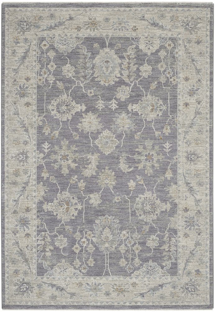 5' X 8' Ivory and Gray Floral Power Loom Area Rug