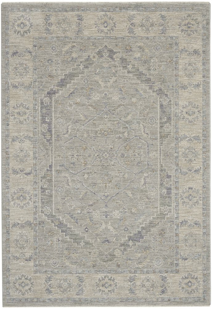 5' X 8' Beige and Gray Floral Medallion Power Loom Area Rug