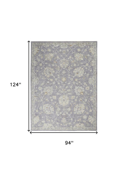 8' X 10' Gray and Ivory Floral Power Loom Area Rug